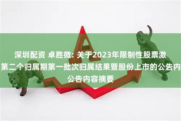 深圳配资 卓胜微: 关于2023年限制性股票激励计划第二个归属期第一批次归属结果暨股份上市的公告内容摘要
