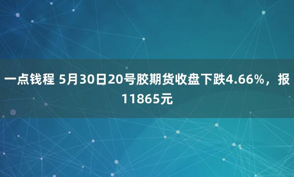 一点钱程 5月30日20号胶期货收盘下跌4.66%，报11865元